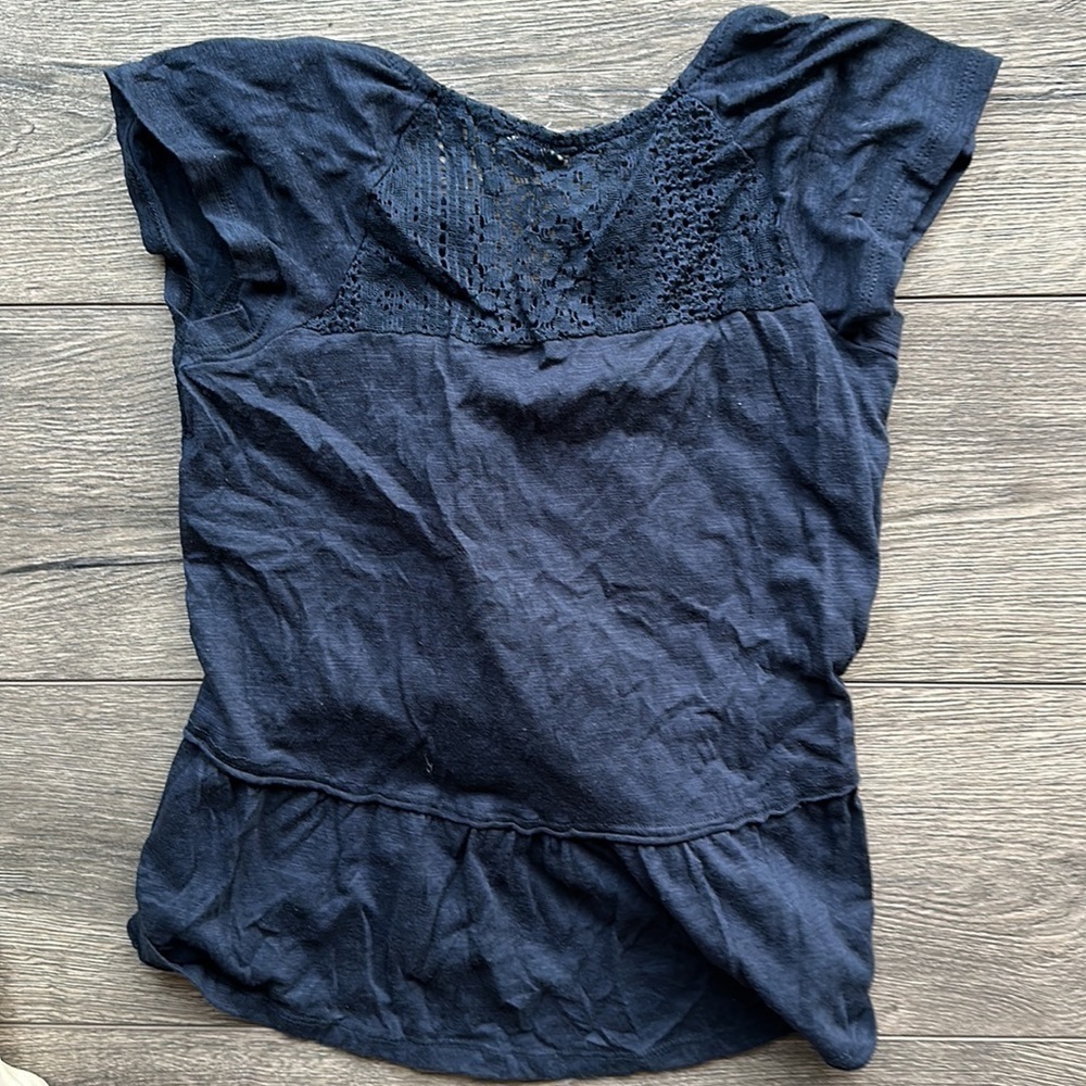 Eyeshadow top size small, navy blue, bohemian flared - Picture 8 of 9